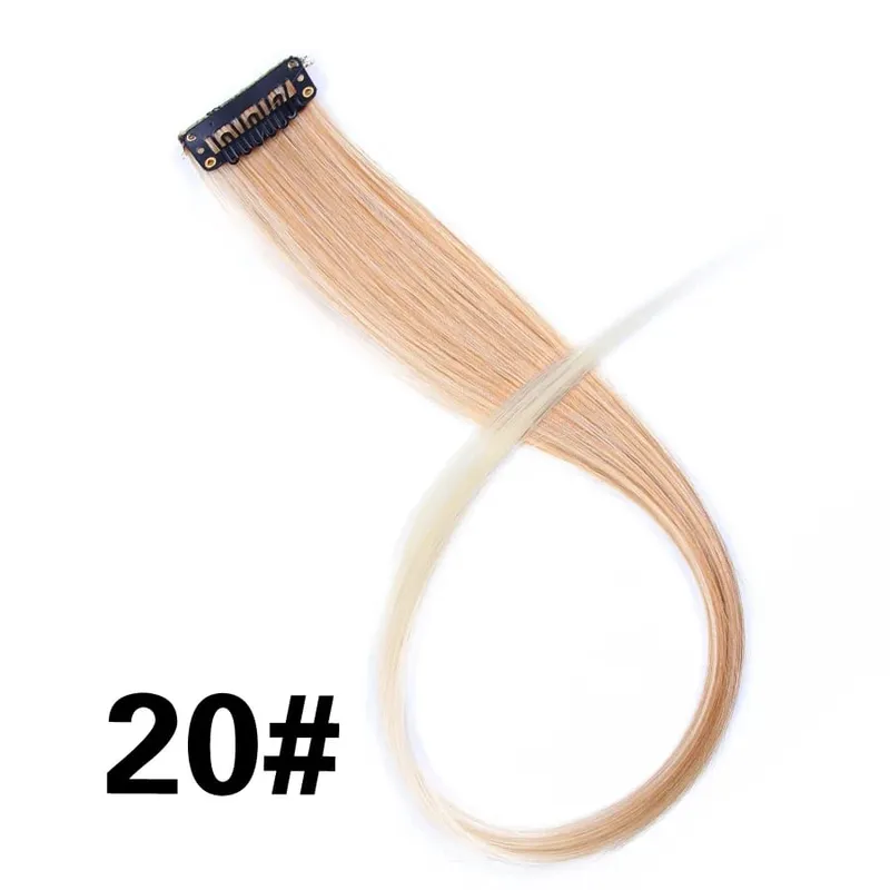 Leeons Synthetic Hair Extensions With Clips Heat Resistant Straight Hair Extensions Color Colored Black Hair Clip Womens 12G/Pcs — image 27