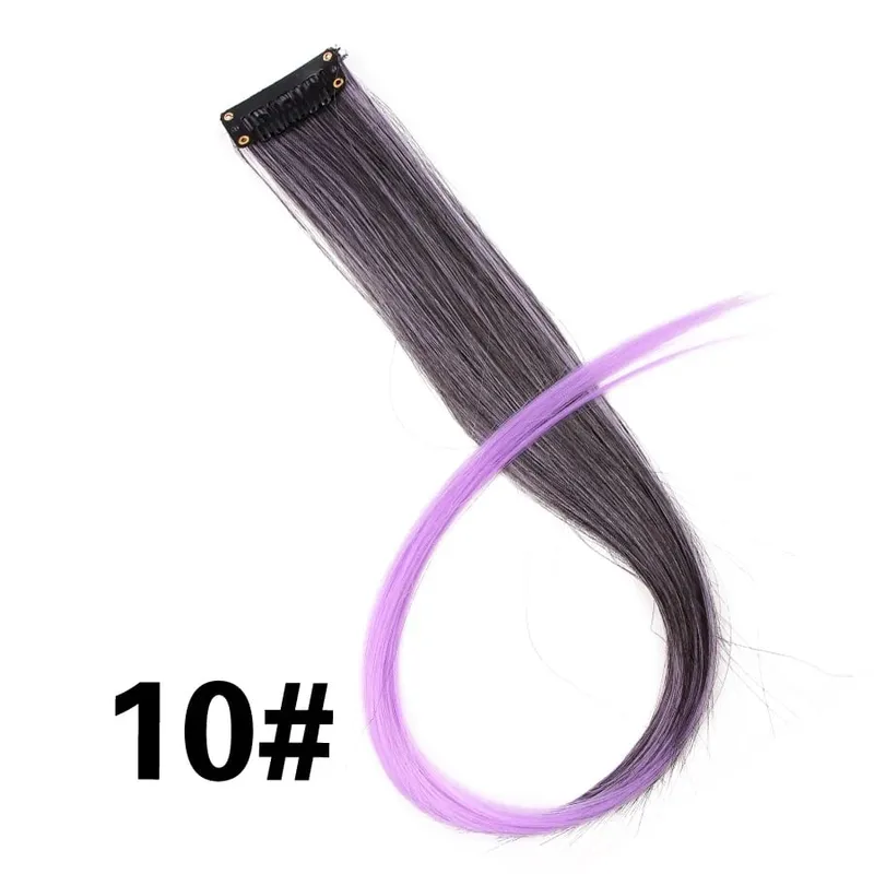 Leeons Synthetic Hair Extensions With Clips Heat Resistant Straight Hair Extensions Color Colored Black Hair Clip Womens 12G/Pcs — image 16