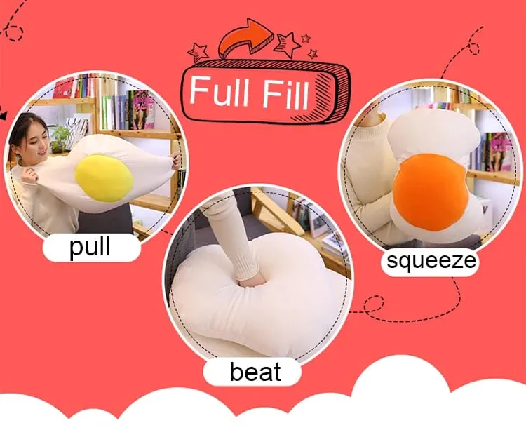 Oreiller en peluche d'œuf créatif, nourriture réaliste, lomelette, jouet en peluche, jaune, coussin, jouets pour enfants, décoration de canapé de maison — image 8