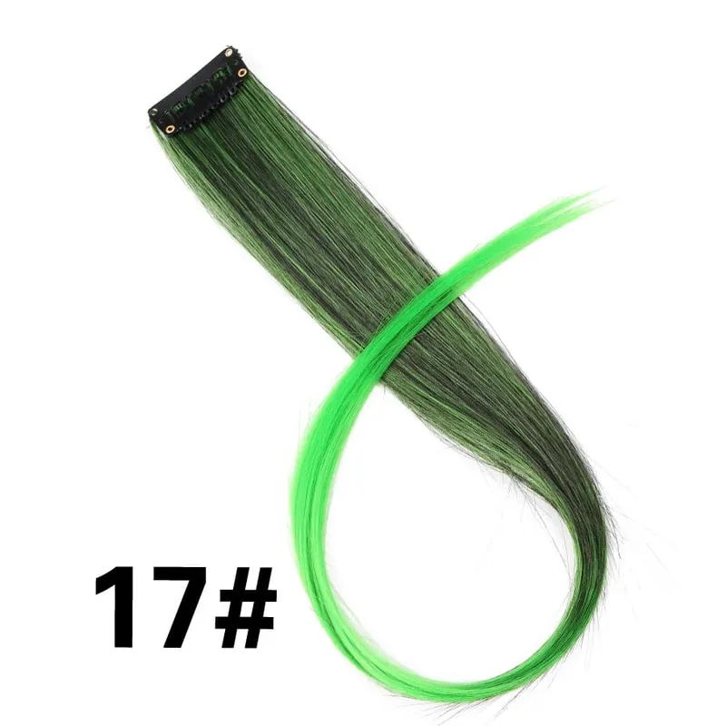 Leeons Synthetic Hair Extensions With Clips Heat Resistant Straight Hair Extensions Color Colored Black Hair Clip Womens 12G/Pcs — image 24