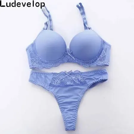 Women Underwear Solid Vs Bra Thong Sets Sexy Plus Size Lingerie Suit Lace Bra And Panties Female Push Up Bra Set