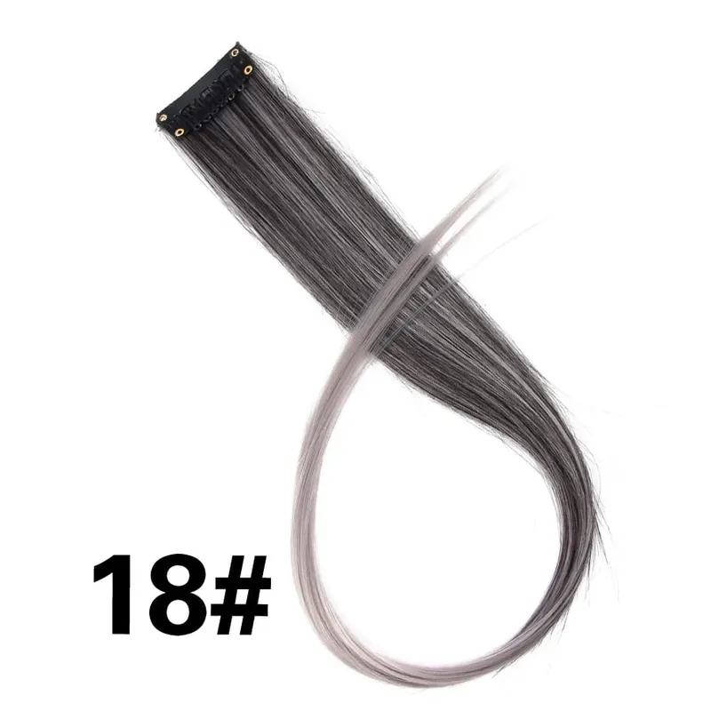 Leeons Synthetic Hair Extensions With Clips Heat Resistant Straight Hair Extensions Color Colored Black Hair Clip Womens 12G/Pcs — image 25