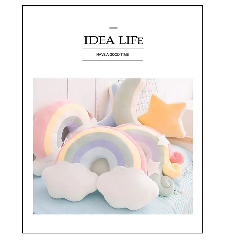 INS HOT Candy Color Cloud Star Moon Bantal Plush Colorful Rainbow Crown Bantal Kusyen Sofa Dekorasi Rumah Mainan Bantal Bantal — image 10