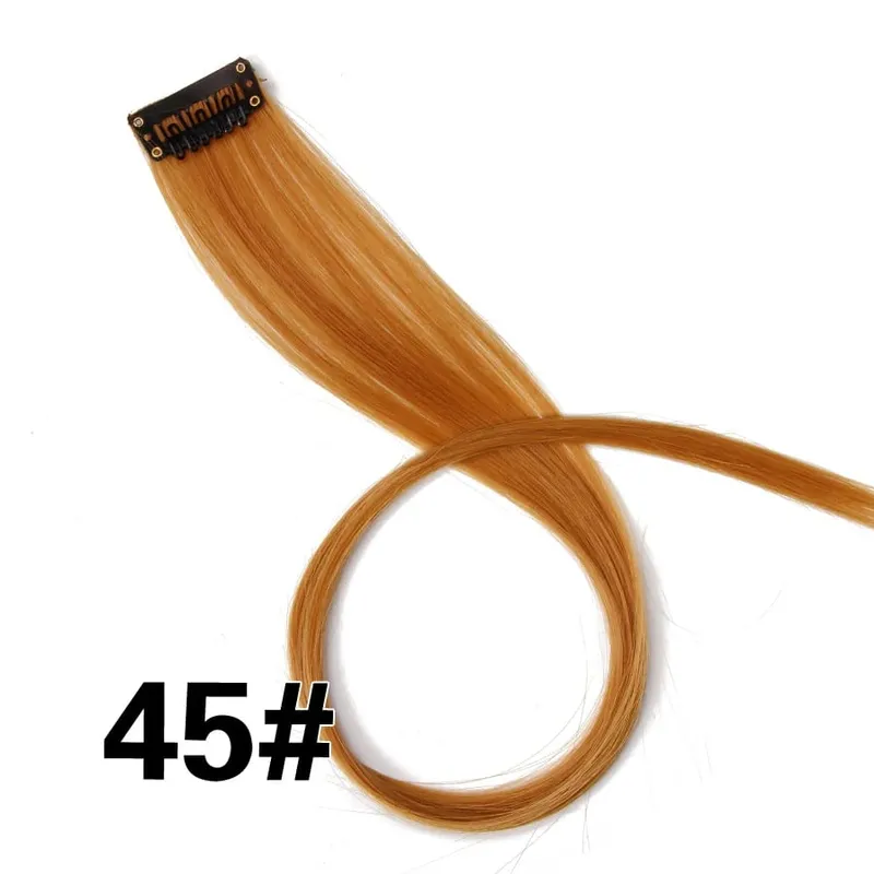 Leeons Synthetic Hair Extensions With Clips Heat Resistant Straight Hair Extensions Color Colored Black Hair Clip Womens 12G/Pcs — image 53