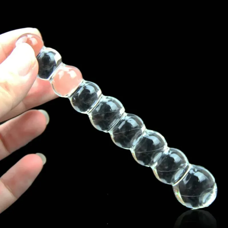 Candiway Crystal Clear Glass Dildo Anal Beads Plug G-spot Stimulation Female Masturbation Adult Sex Toys For Lesbian — image 5