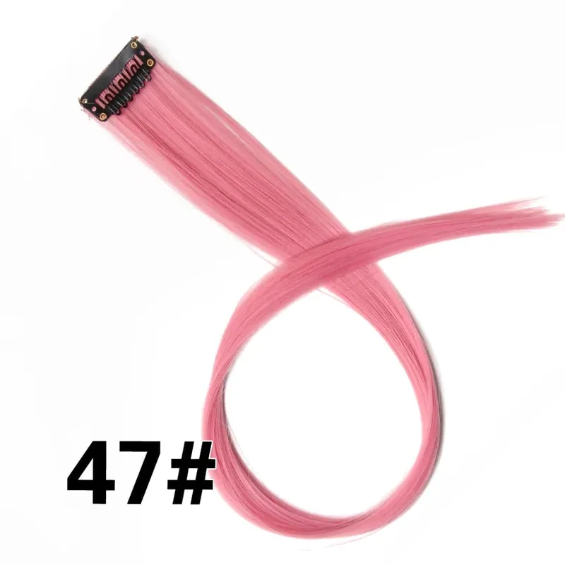 Leeons Synthetic Hair Extensions With Clips Heat Resistant Straight Hair Extensions Color Colored Black Hair Clip Womens 12G/Pcs — image 55