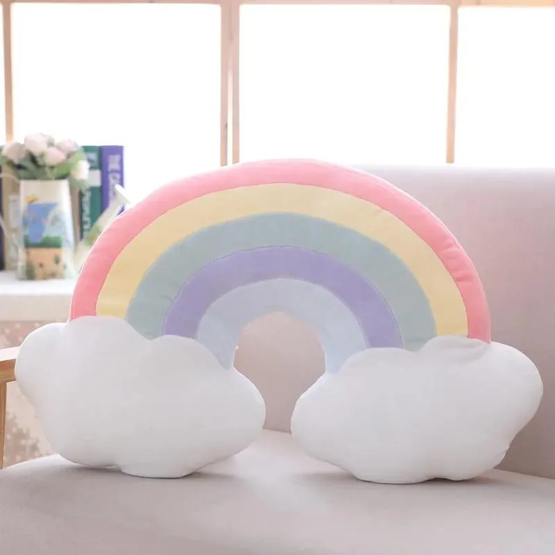 INS HOT Candy Color Cloud Star Moon Bantal Plush Colorful Rainbow Crown Bantal Kusyen Sofa Dekorasi Rumah Mainan Bantal Bantal