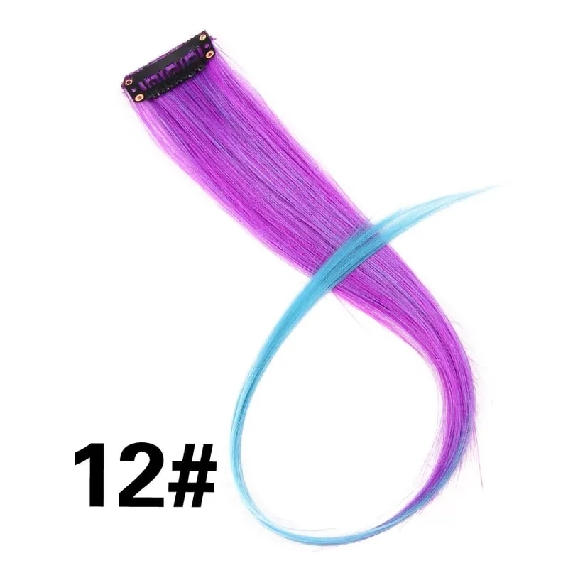 Leeons Synthetic Hair Extensions With Clips Heat Resistant Straight Hair Extensions Color Colored Black Hair Clip Womens 12G/Pcs — image 19