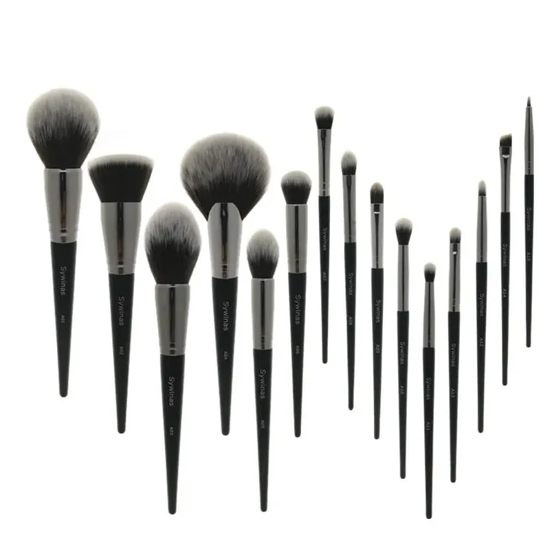 Sywinas Make-up-Pinsel-Set, 15-teilig, hochwertiges schwarzes, natürliches Kunsthaar, professionelle Make-up-Pinsel-Werkzeuge