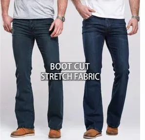 Jeans slim da uomo con taglio a stivale Jeans elasticizzati classici Jeans leggermente svasati blu cielo Jeans elasticizzati casual — image 9