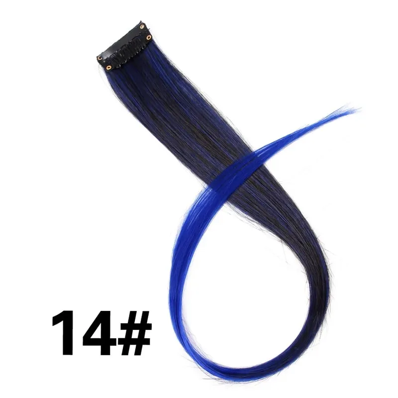Leeons Synthetic Hair Extensions With Clips Heat Resistant Straight Hair Extensions Color Colored Black Hair Clip Womens 12G/Pcs — image 21