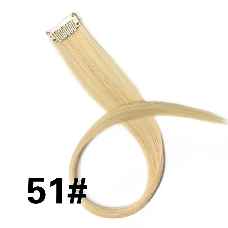 Leeons Synthetic Hair Extensions With Clips Heat Resistant Straight Hair Extensions Color Colored Black Hair Clip Womens 12G/Pcs — image 90