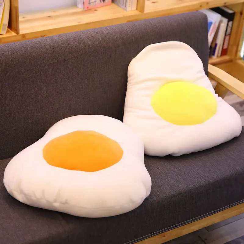 Oreiller en peluche d'œuf créatif, nourriture réaliste, lomelette, jouet en peluche, jaune, coussin, jouets pour enfants, décoration de canapé de maison