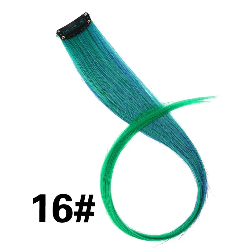 Leeons Synthetic Hair Extensions With Clips Heat Resistant Straight Hair Extensions Color Colored Black Hair Clip Womens 12G/Pcs — image 23