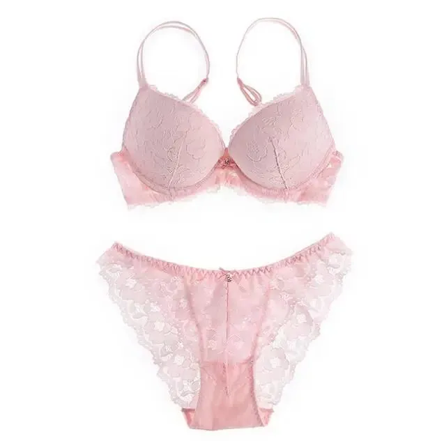 Push Up Bra Set Embroidery Lace Bra and Panties Set Thick Cup U Backless Everyday Lingerie Underwear Women Brassieres — image 5