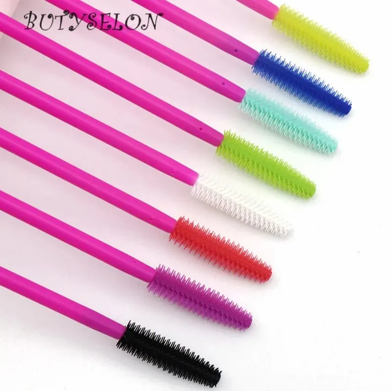 50ks Jednorázové silikonové kartáčky na řasy Hůlky na řasy Aplikátor Hřeben na obočí Hřeben na obočí Potřeby pro prodloužení řas Pomůcky na make-up