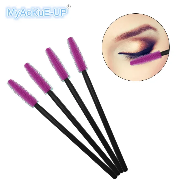 50 pcs Silicone Mascara Wands Applicator Disposable Eyelash Brushes Comb Beauty Makeup Brush For Women Eyelash Extension Tools