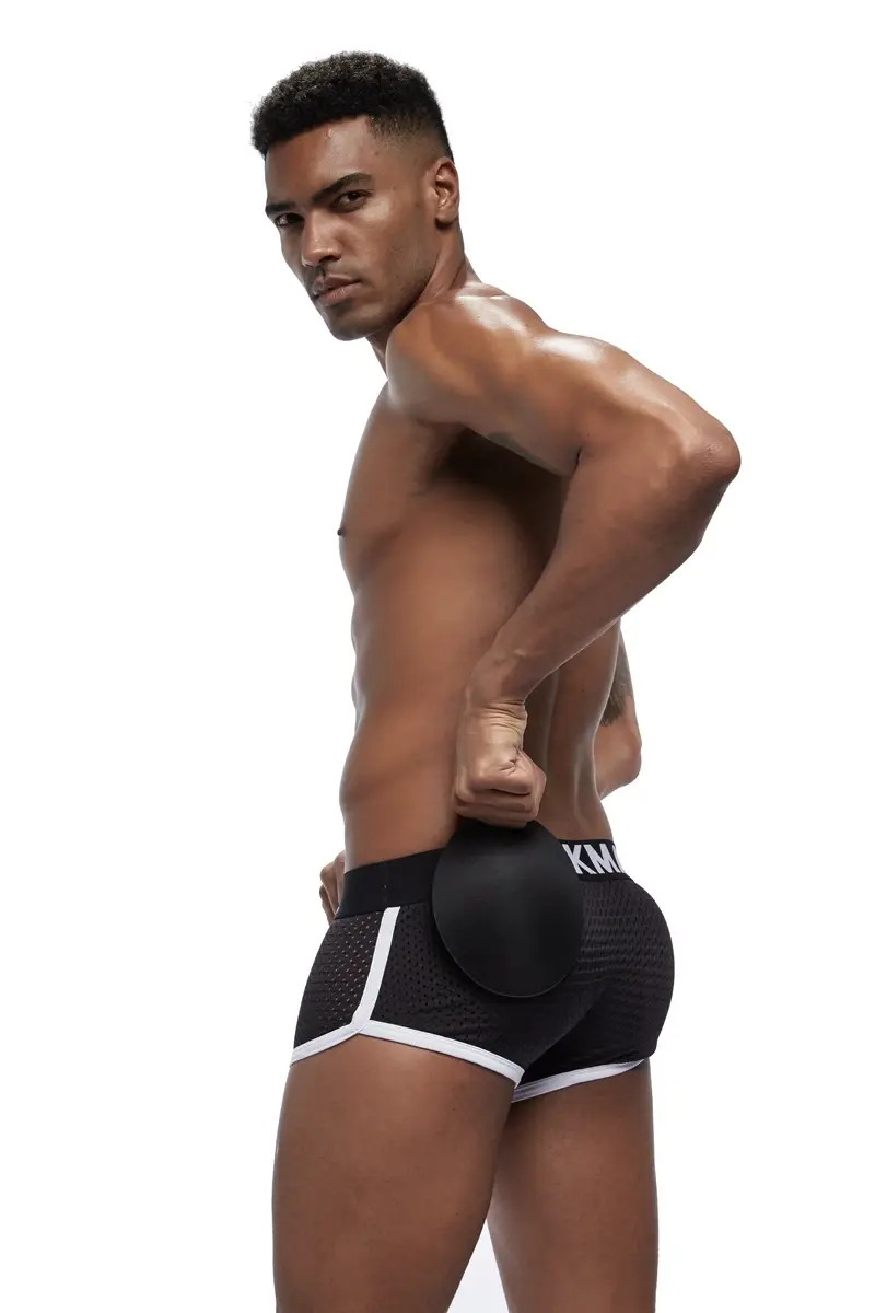 Intimo da uomo sexy Boxer da uomo imbottito migliorativo Parte anteriore e inferiore rimovibile Intimo gay in rete traspirante Primavera estate — image 2