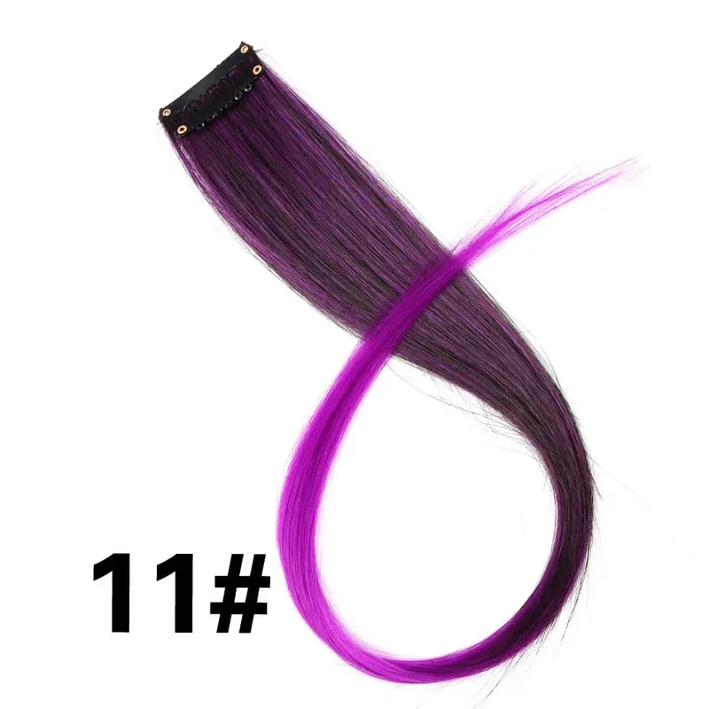 Leeons Synthetic Hair Extensions With Clips Heat Resistant Straight Hair Extensions Color Colored Black Hair Clip Womens 12G/Pcs — image 18