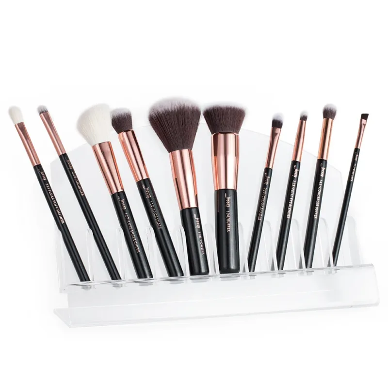 Pennelli Jessup 10 pezzi Pennelli per trucco Fondotinta naturale-sintetico in polvere Contorno Blush Ombretto Wing Liner Nero perla — image 2