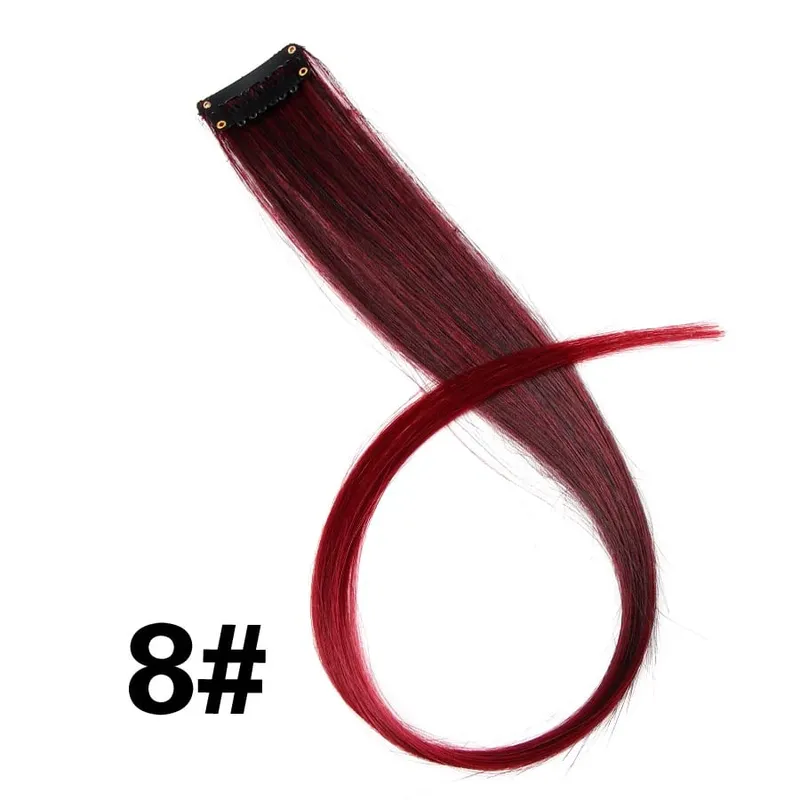 Leeons Synthetic Hair Extensions With Clips Heat Resistant Straight Hair Extensions Color Colored Black Hair Clip Womens 12G/Pcs — image 14