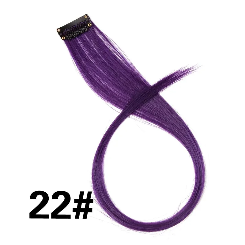 Leeons Synthetic Hair Extensions With Clips Heat Resistant Straight Hair Extensions Color Colored Black Hair Clip Womens 12G/Pcs — image 29