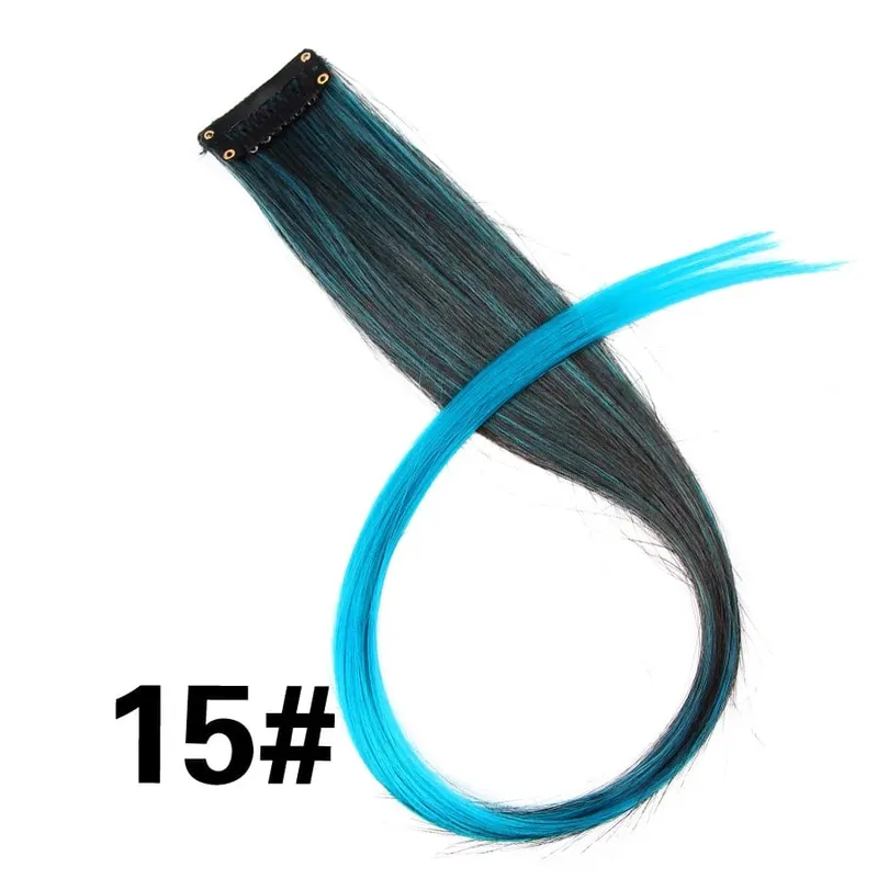 Leeons Synthetic Hair Extensions With Clips Heat Resistant Straight Hair Extensions Color Colored Black Hair Clip Womens 12G/Pcs — image 22