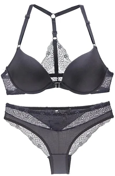 2022 New Sexy Halter Deep V Push Up Bras Set Solid Smooth Bow Decorative Women Underwear AB Cup Girls Lingerie — image 9