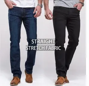 Mens Boot Cut Jeans Slightly Flared Slim Fit Blue Black Trousers Designer Classic Male Stretch Denim Pants — image 8
