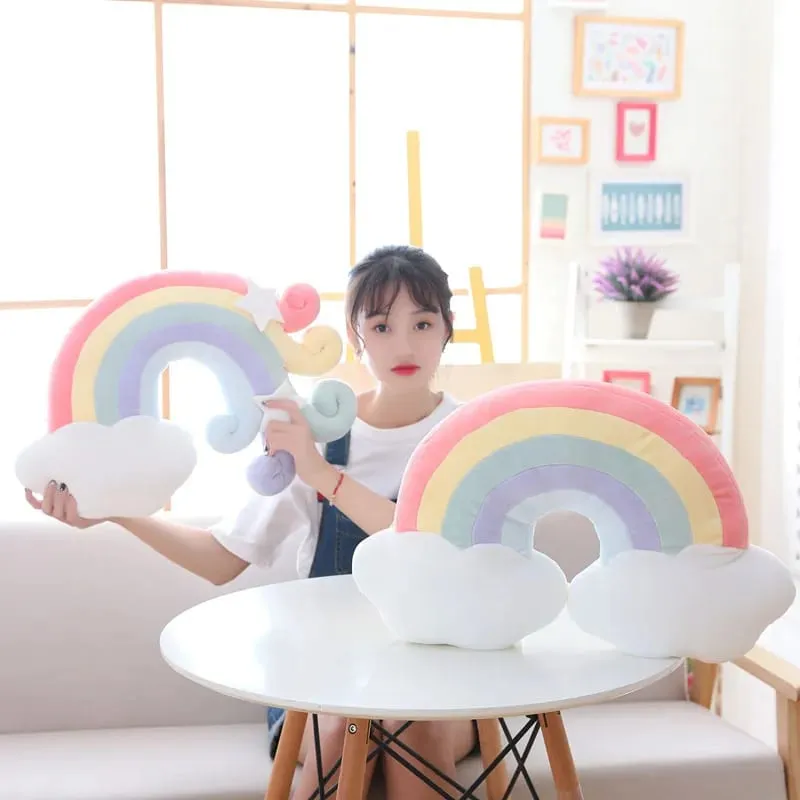 INS HOT Candy Color Cloud Star Moon Bantal Plush Colorful Rainbow Crown Bantal Kusyen Sofa Dekorasi Rumah Mainan Bantal Bantal — image 5