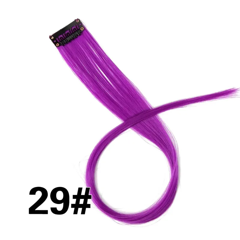 Leeons Synthetic Hair Extensions With Clips Heat Resistant Straight Hair Extensions Color Colored Black Hair Clip Womens 12G/Pcs — image 36