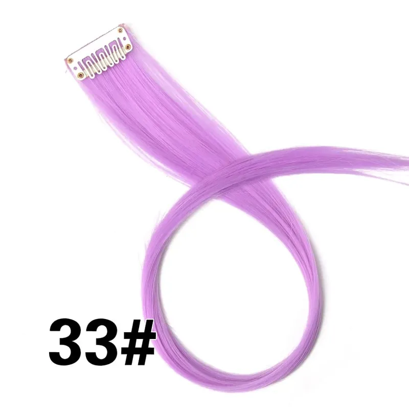 Leeons Synthetic Hair Extensions With Clips Heat Resistant Straight Hair Extensions Color Colored Black Hair Clip Womens 12G/Pcs — image 41
