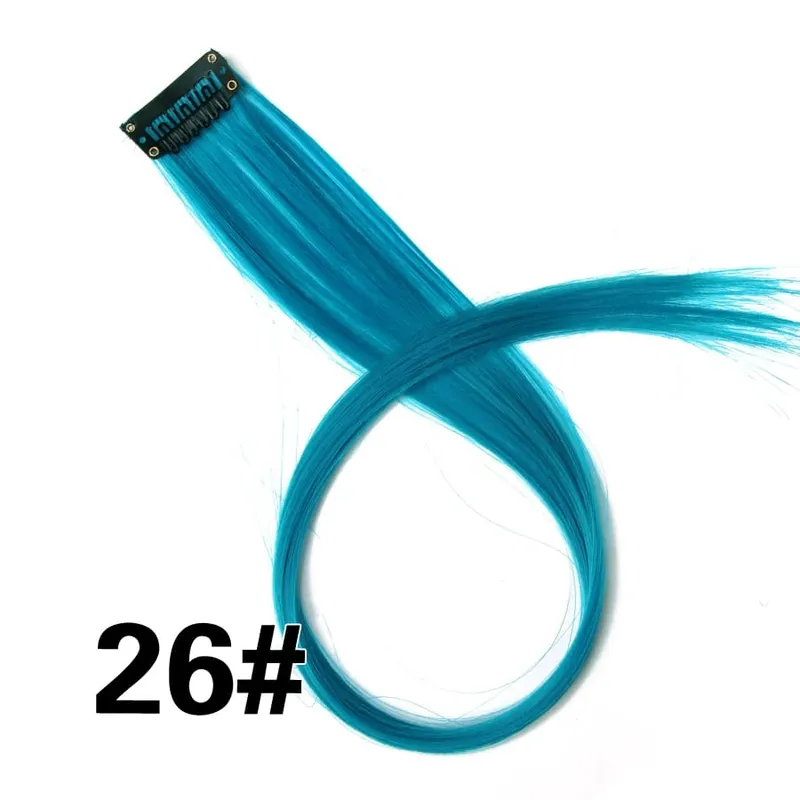 Leeons Synthetic Hair Extensions With Clips Heat Resistant Straight Hair Extensions Color Colored Black Hair Clip Womens 12G/Pcs — image 33