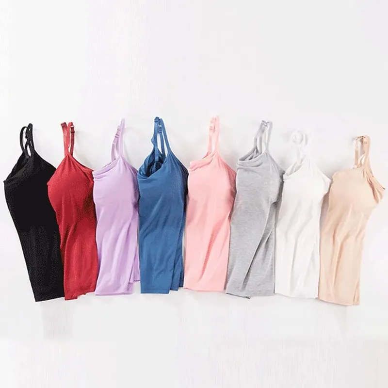2020 Cho Nữ Xe Tăng Áo Dây Đeo Có Thể Điều Chỉnh Tích Hợp Cốc Đệm Không Dây Yếm Camis Áo Vest Nữ Nhà Cơ Bản Bể — image 8