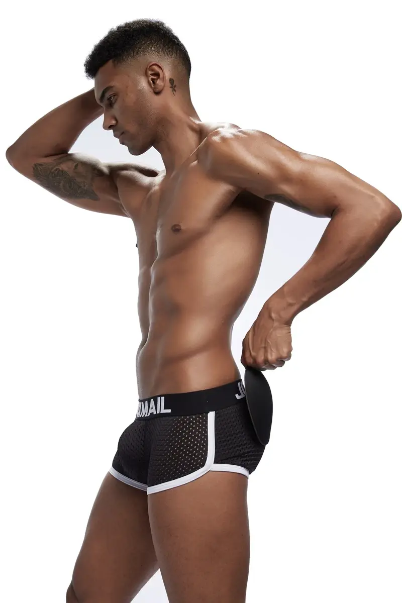 Intimo da uomo sexy Boxer da uomo imbottito migliorativo Parte anteriore e inferiore rimovibile Intimo gay in rete traspirante Primavera estate — image 3