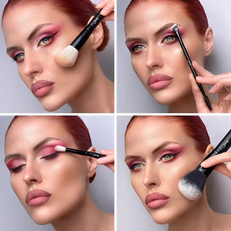 Set Berus Mekap Jessup 10pcs Berus Mekap Bedak Sintetik Semulajadi Pembayang Mata Celak Celak Penyubur Kening T323 — image 5