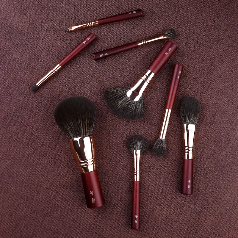 Professional Handmade Make Up Brush Set Soft Synthetic Fiber Short Handle Travel Portable Makeup Brushes Kit
