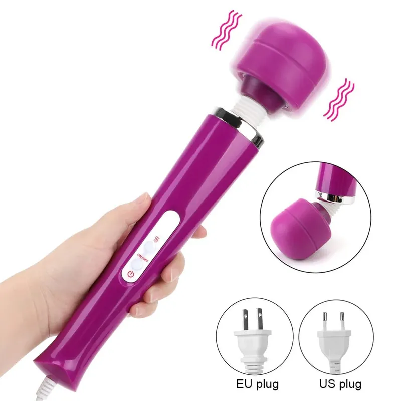 33cm gros vibrateurs ue US Plug baguette magique pour les femmes stimulateur de Clitoris de mamelon Plug Anal Vaginal gode masturbateur féminin jouet sexuel — image 1