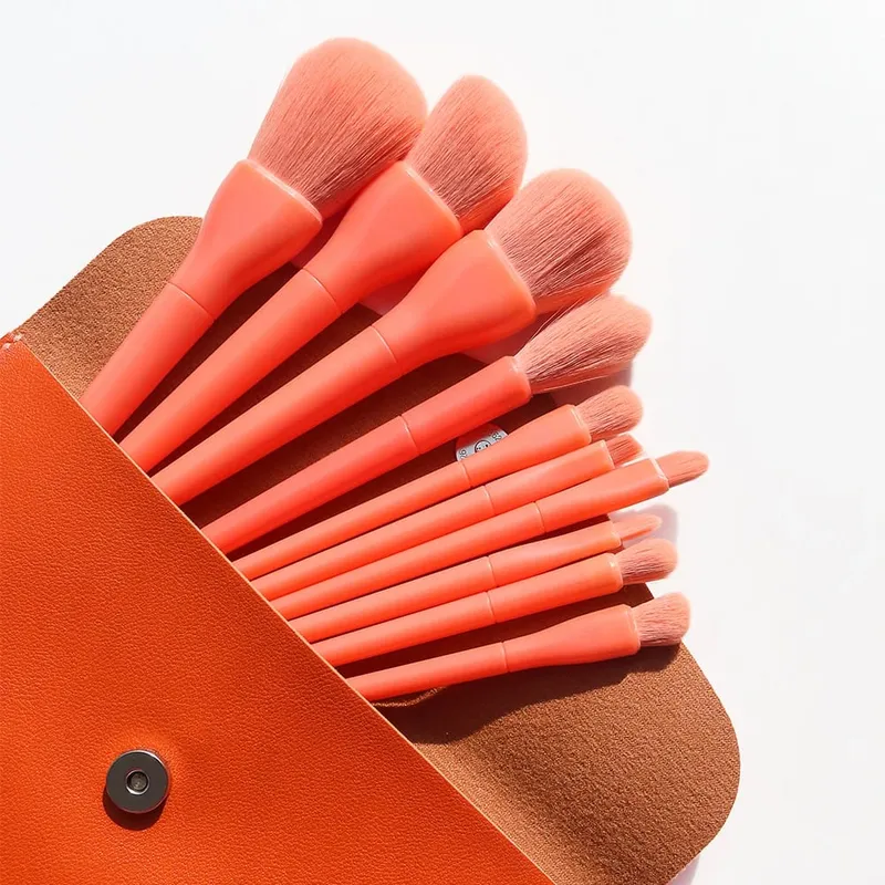 Make-up-Pinsel-Set, 10 Stück, Orange/Rosa/Blau/Grün, Lidschatten, Eyeliner, Make-up-Pinsel, Naturhaar, Foundation, Puder, Rouge