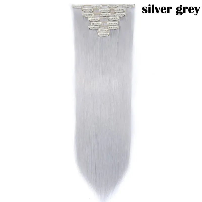 S-noilite Synthetic 8PCS/Set 18Clips Clip in Hair Extensions Long Straight Hair Extension Clip in Hair for Women — image 20