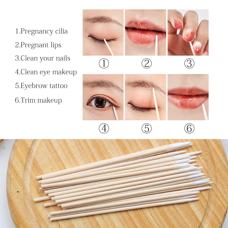 100 pcs Disposable ไม้ขนาดเล็กผ้าฝ้าย Swab Lint ฟรี Micro แปรงแต่งหน้าเครื่องมือ Eyelash Extension กาวถอดเครื่องมือ — image 6