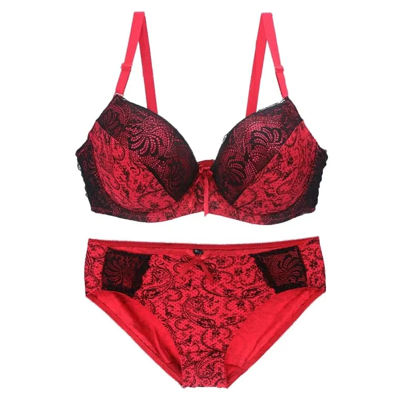 New Sexy Lace Shoulder Strap Bras Set Ladies Push Up Large Size Lingerie Plus Underwire BCDE Cup Underwear — image 3