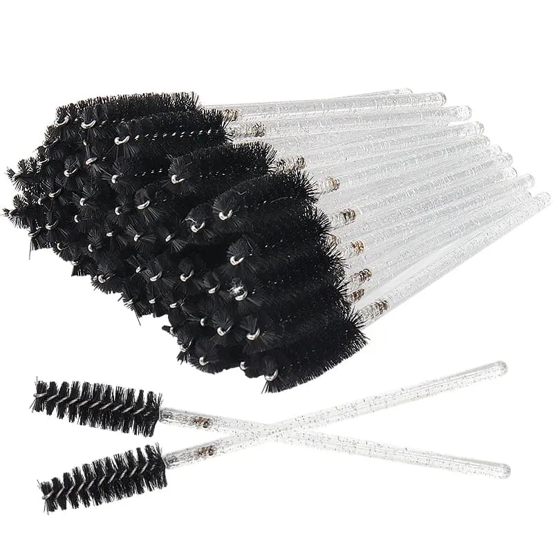 50 ชิ้นเครื่องสำอางแปรงขนตา Eye Lash แปรงแต่งหน้าทิ้งคริสตัลสีขาวมาสคาร่าแปรงขนตาเครื่องมือขยาย