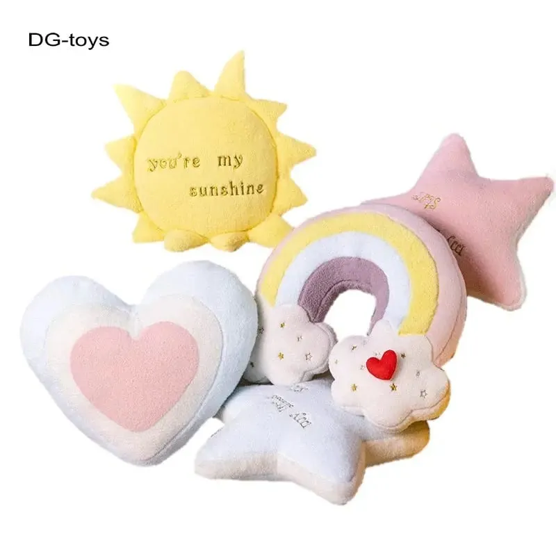 Waschbares Himmel Wolke Stern Sonne Regenbogen Kissen gefüllt rosa Stern Lollipop Herz Girly Sofa Rückenkissen Süßes Geschenk für Sie — image 2