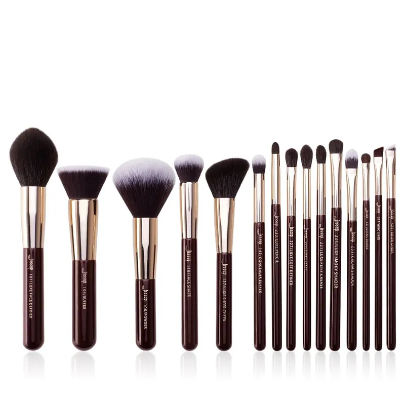Jessup Makeup Brushes Set 15pcs Professional Makeup Brush Foundation Powder Eyeshadow Blender Liner Blusher Brochas