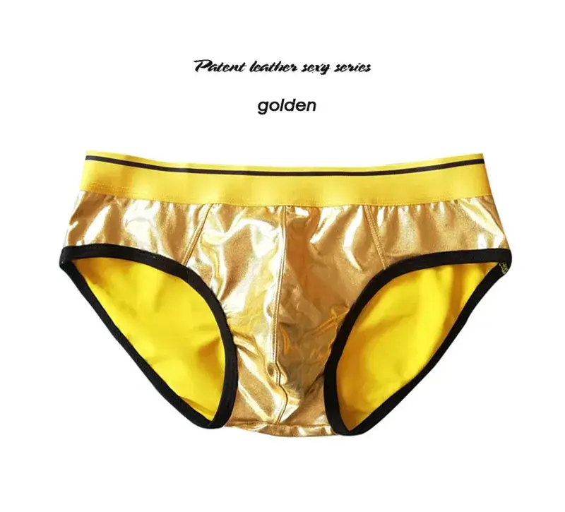 Sexy Men's Underwear Patent Leather Briefs Jockstrap Stretch Sissy Pouch Panties Underwear Briefs Male Fashion Comforty — image 3