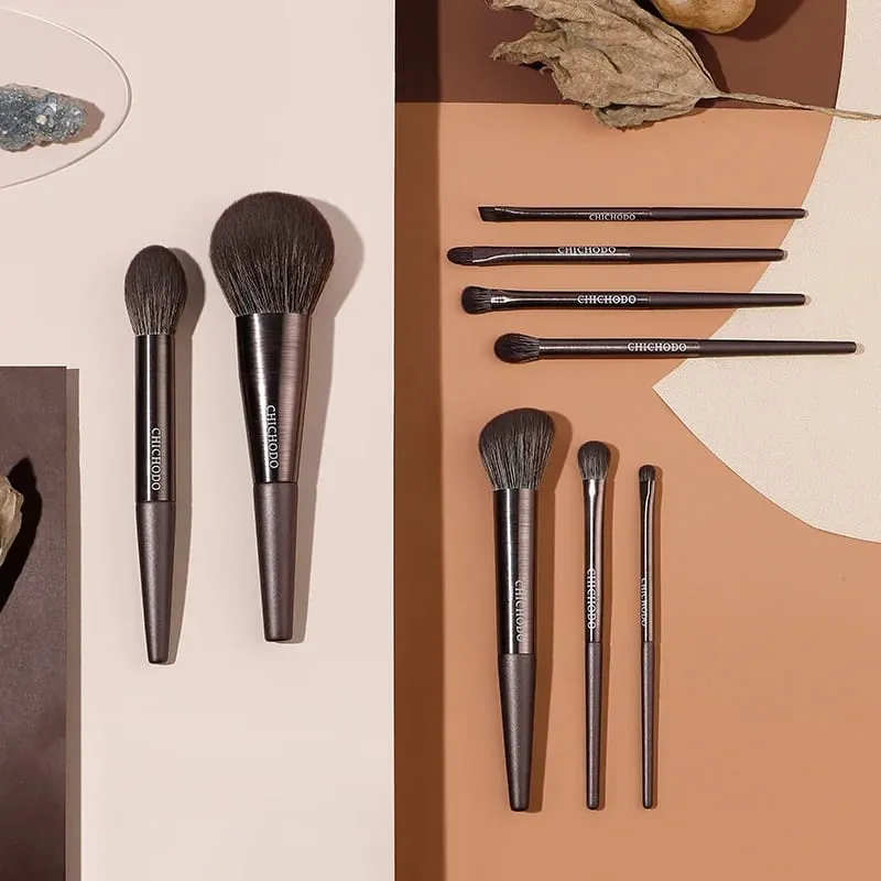 9 pcs/set kualitas Tinggi Kuas Makeup Bubuk patung Stabilo Eyeshadow Kuas Make up kit Noda Lipatan kuas alis — image 3