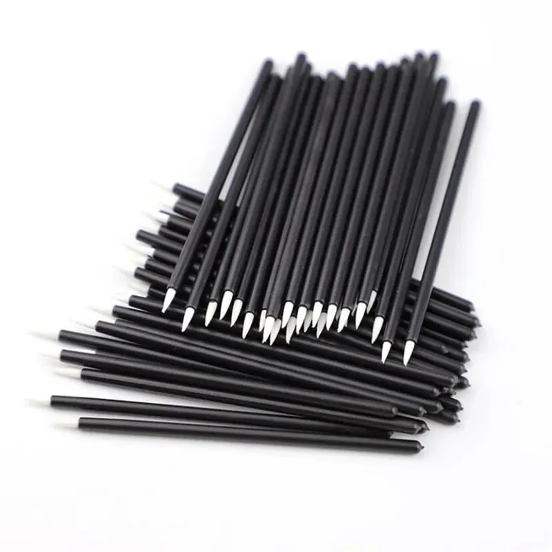 Pinceaux de maquillage professionnels pour Eyeliner, 50 pièces, avec capuchon, poils fins en Nylon, brosse jetable en Fiber — image 4