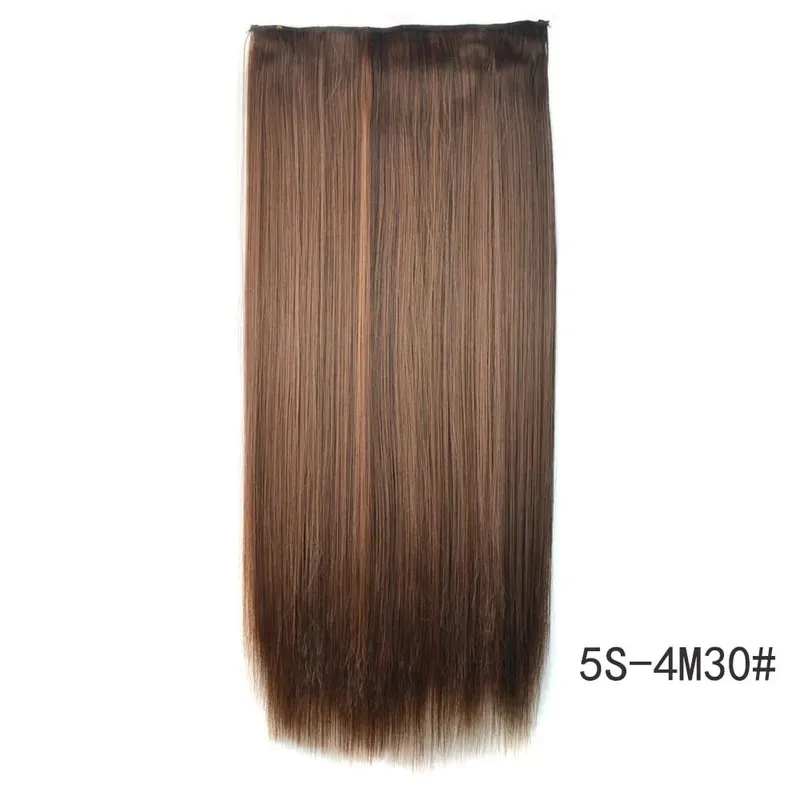 Synthetic Natural Synthetic Hair Extensions 5 Clip In Artificial Fake Ombre Blonde Brown Black Pink Straight False Hair Piece — image 15