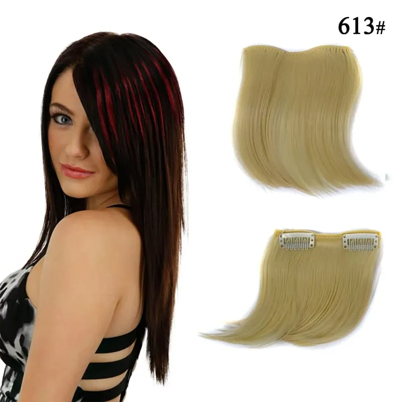 Synthetic Clip-In Hair Bangs Extensions Purple Pink Blue Short Hairpiece Fake Hair for Female